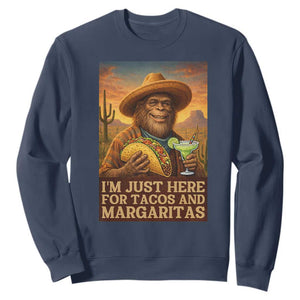 Funny El Squatcho Cinco De Mayo Sweatshirt Just Here For Tacos And Margaritas TS12 Navy Print Your Wear