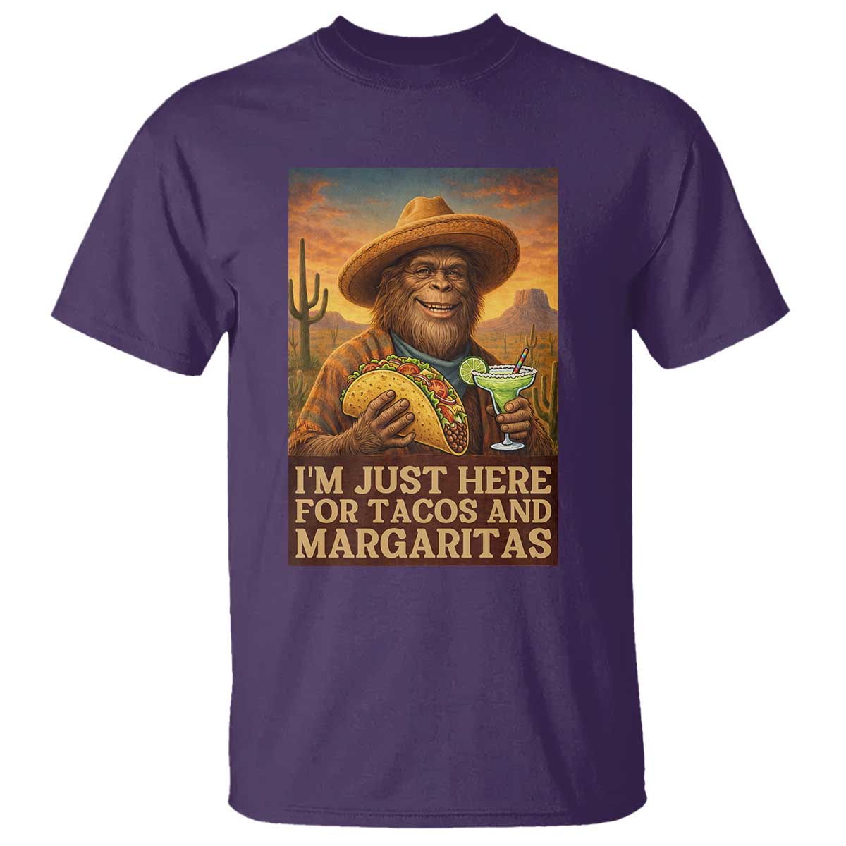 Funny El Squatcho Cinco De Mayo T Shirt Just Here For Tacos And Margaritas TS12 Purple Print Your Wear