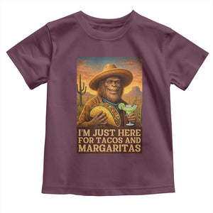 Funny El Squatcho Cinco De Mayo Toddler T Shirt Just Here For Tacos And Margaritas TS12 Maroon Print Your Wear
