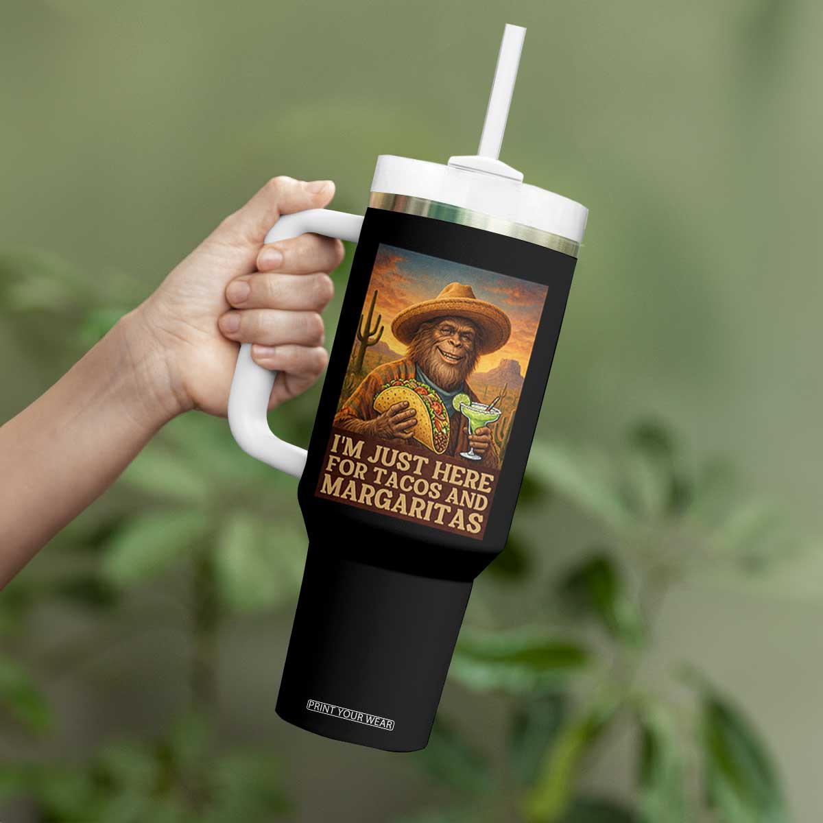 Funny El Squatcho Cinco De Mayo Tumbler With Handle Just Here For Tacos And Margaritas TS12 Print Your Wear
