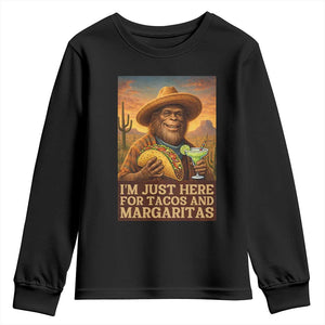 Funny El Squatcho Cinco De Mayo Youth Sweatshirt Just Here For Tacos And Margaritas TS12 Black Print Your Wear