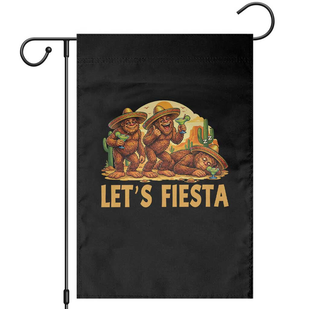 Funny Drunk Bigfoot Cinco De Mayo Garden Flag Lets Fiesta Party Gift TS12 Black Print Your Wear