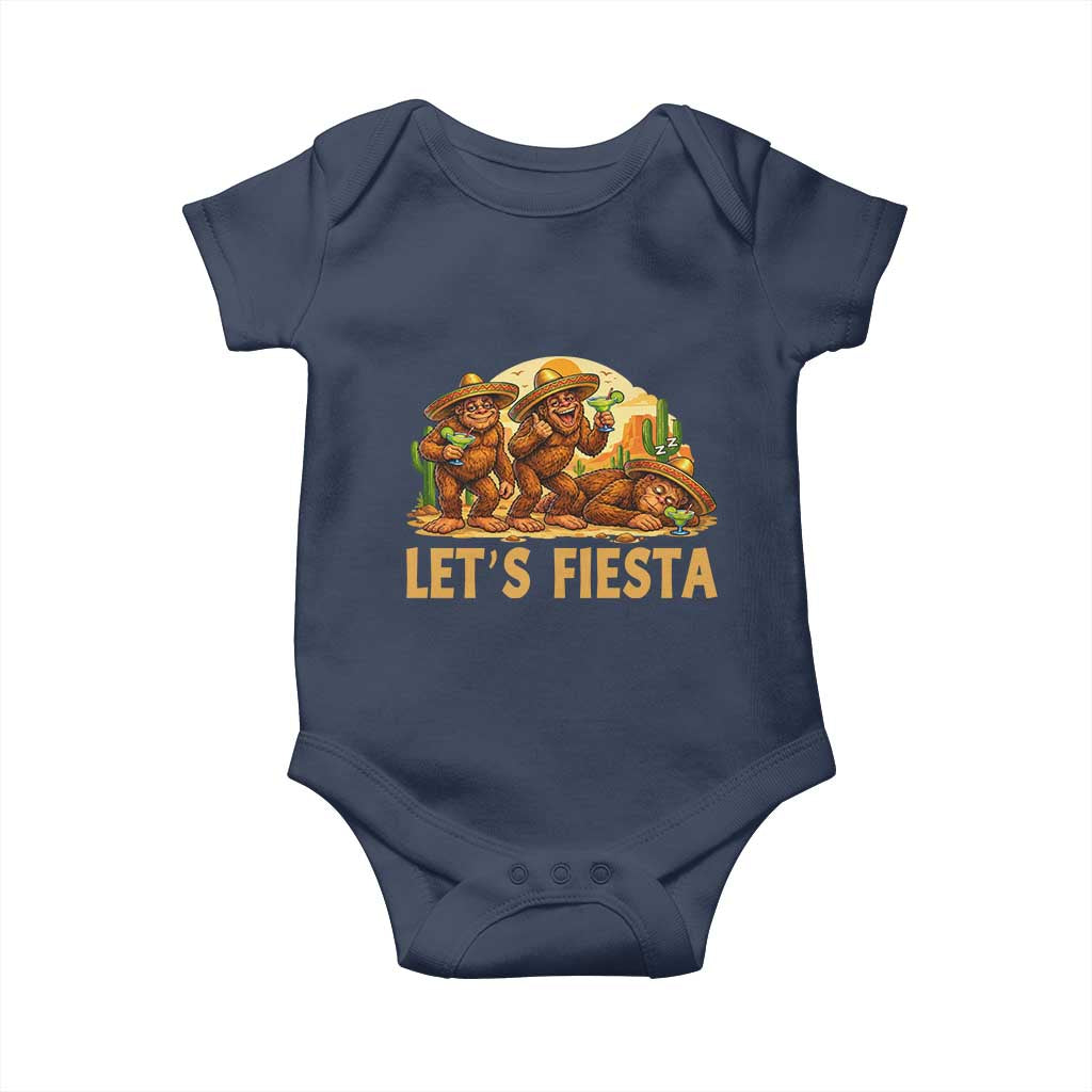Funny Drunk Bigfoot Cinco De Mayo Baby Onesie Lets Fiesta Party Gift TS12 Navy Print Your Wear