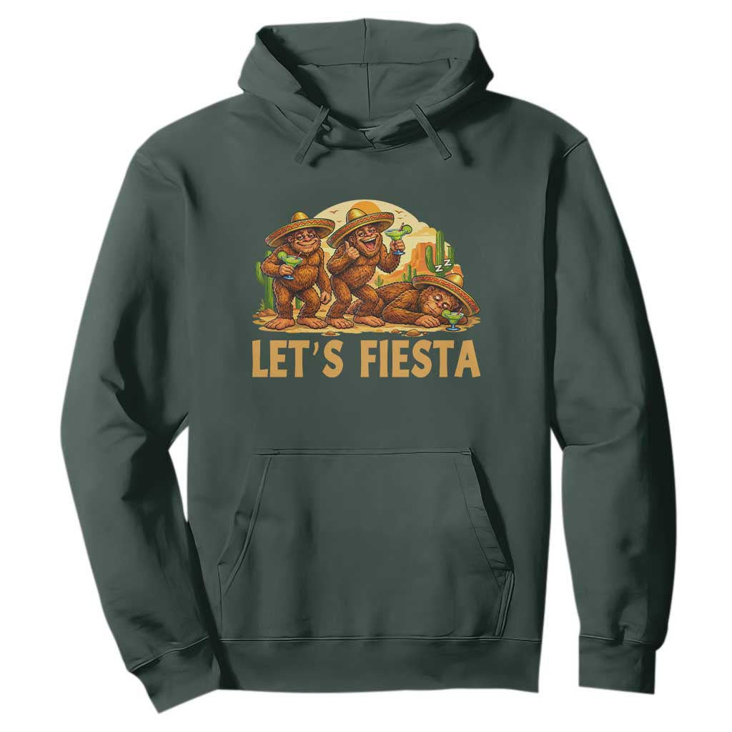 Funny Drunk Bigfoot Cinco De Mayo Hoodie Lets Fiesta Party Gift TS12 Dark Forest Green Print Your Wear