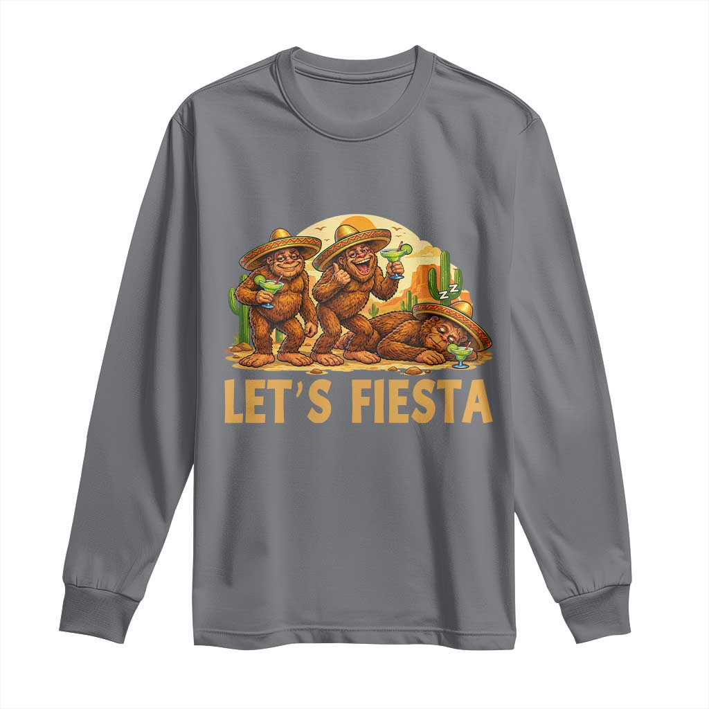 Funny Drunk Bigfoot Cinco De Mayo Long Sleeve Shirt Lets Fiesta Party Gift TS12 Charcoal Print Your Wear