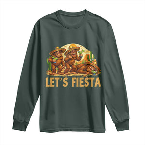 Funny Drunk Bigfoot Cinco De Mayo Long Sleeve Shirt Lets Fiesta Party Gift TS12 Dark Forest Green Print Your Wear