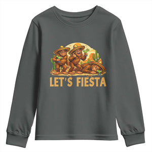 Funny Drunk Bigfoot Cinco De Mayo Youth Sweatshirt Lets Fiesta Party Gift TS12 Dark Heather Print Your Wear