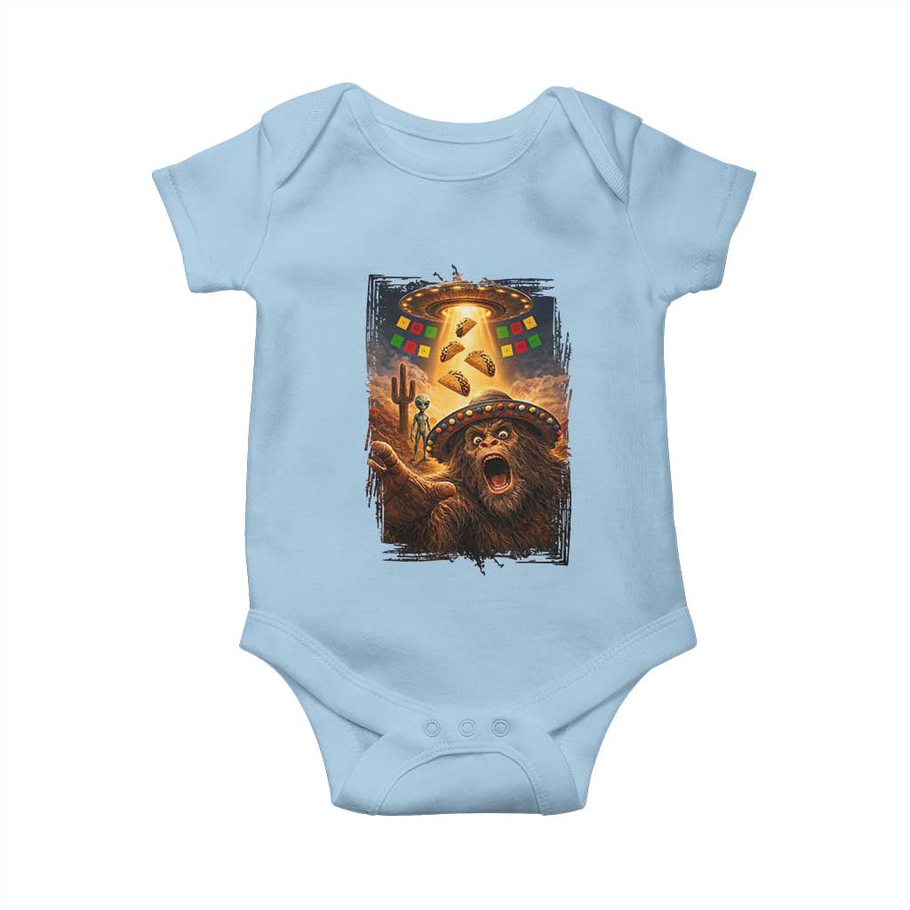 Funny Bigfoot Alien Selfie Baby Onesie Cinco De Mayo Party Gift TS12 Light Blue Print Your Wear