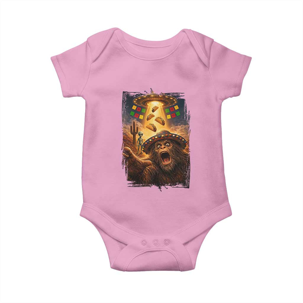 Funny Bigfoot Alien Selfie Baby Onesie Cinco De Mayo Party Gift TS12 Light Pink Print Your Wear