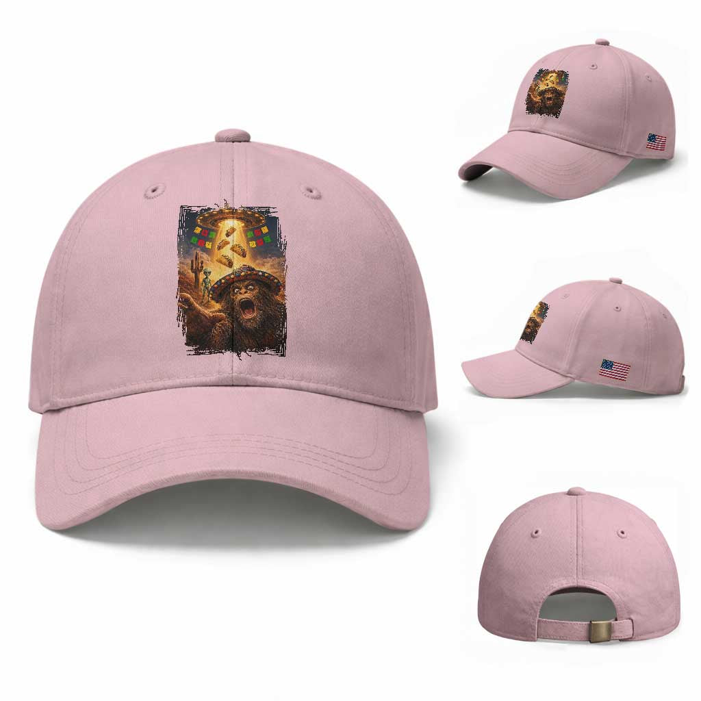 Funny Bigfoot Alien Selfie Baseball Cap Cinco De Mayo Party Gift TS12 Baseball Cap Universal Fit Light Pink Print Your Wear