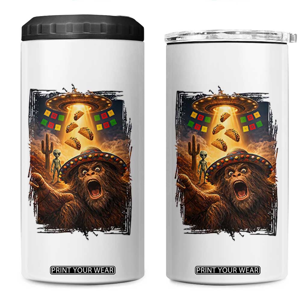 Funny Bigfoot Alien Selfie 4 in 1 Can Cooler Tumbler Cinco De Mayo Party Gift TS12 One Size: 16 oz White Print Your Wear