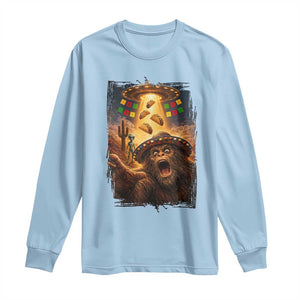 Funny Bigfoot Alien Selfie Long Sleeve Shirt Cinco De Mayo Party Gift TS12 Light Blue Print Your Wear