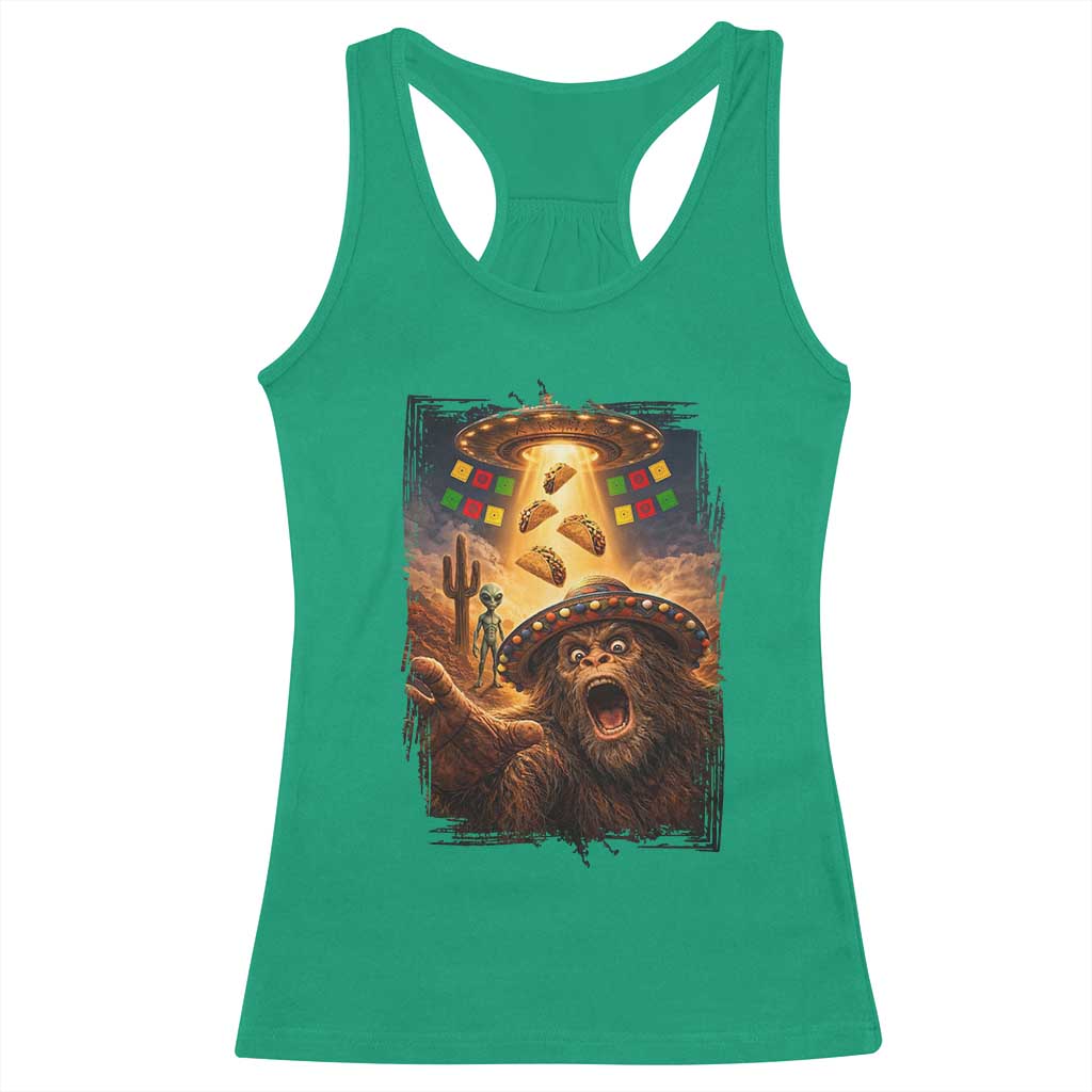 Funny Bigfoot Alien Selfie Racerback Tank Top Cinco De Mayo Party Gift TS12 Irish Green Print Your Wear