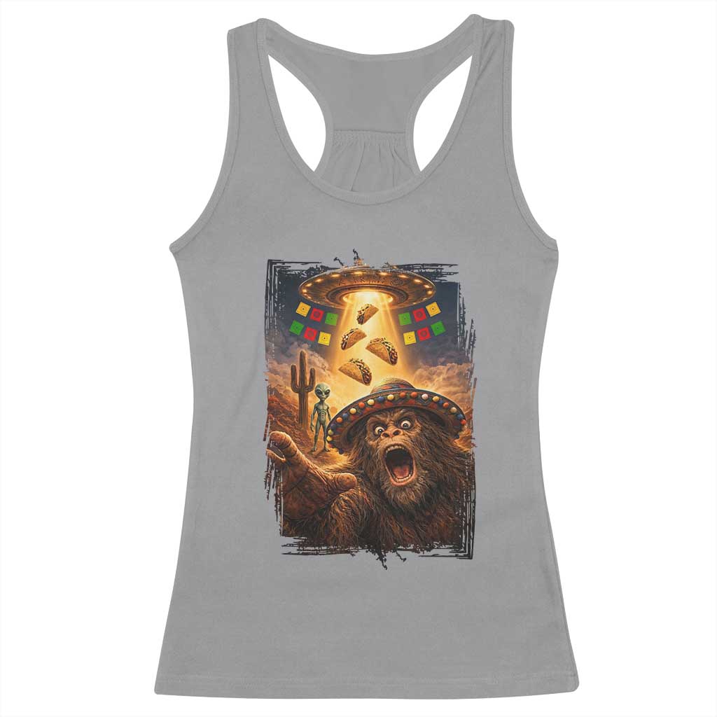 Funny Bigfoot Alien Selfie Racerback Tank Top Cinco De Mayo Party Gift TS12 Sport Gray Print Your Wear