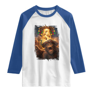 Funny Bigfoot Alien Selfie Raglan Shirt Cinco De Mayo Party Gift TS12 White Royal Print Your Wear