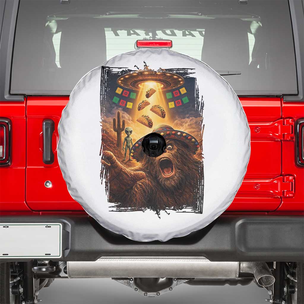 Funny Bigfoot Alien Selfie Spare Tire Cover Cinco De Mayo Party Gift TS12 White Print Your Wear