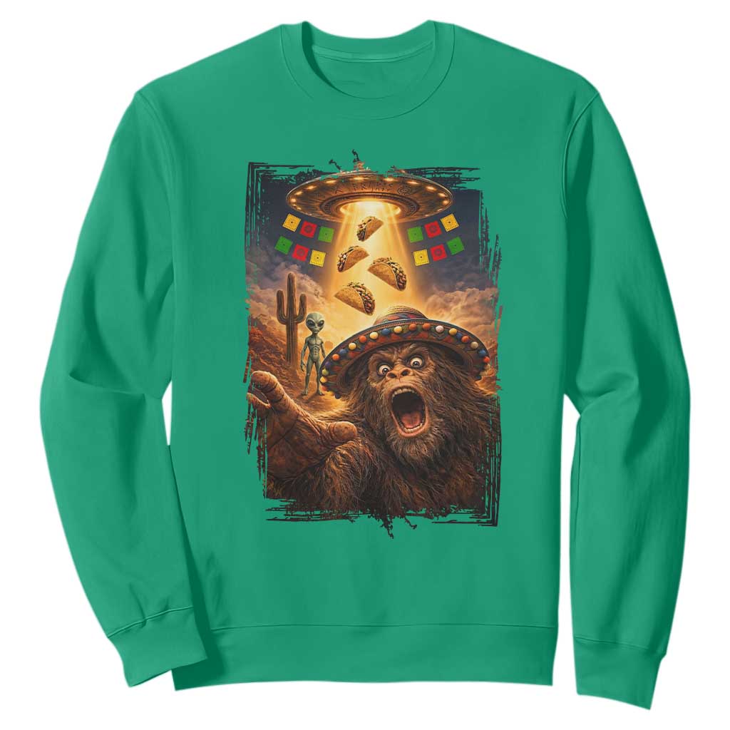 Funny Bigfoot Alien Selfie Sweatshirt Cinco De Mayo Party Gift TS12 Irish Green Print Your Wear