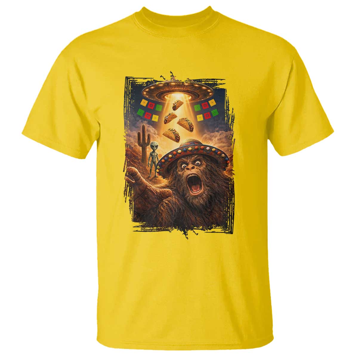 Funny Bigfoot Alien Selfie T Shirt Cinco De Mayo Party Gift TS12 Daisy Print Your Wear