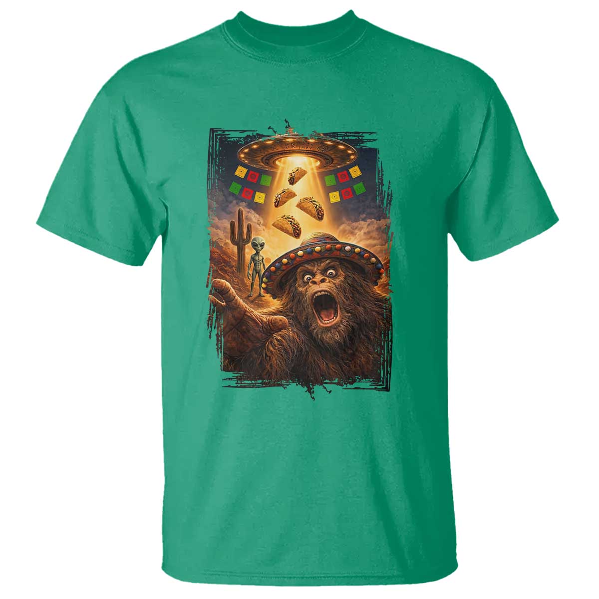 Funny Bigfoot Alien Selfie T Shirt Cinco De Mayo Party Gift TS12 Irish Green Print Your Wear