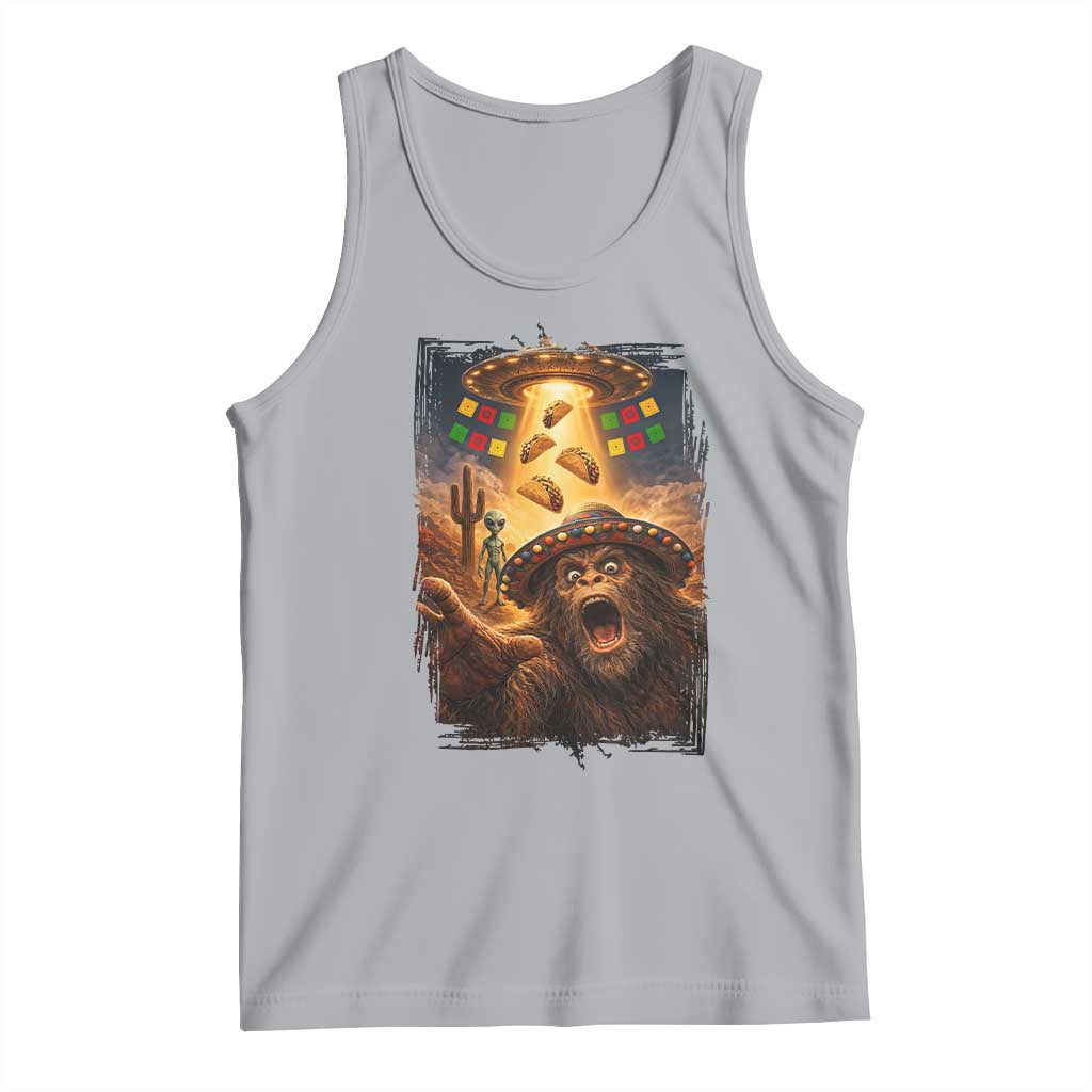 Funny Bigfoot Alien Selfie Tank Top Cinco De Mayo Party Gift TS12 Athletic Heather Print Your Wear