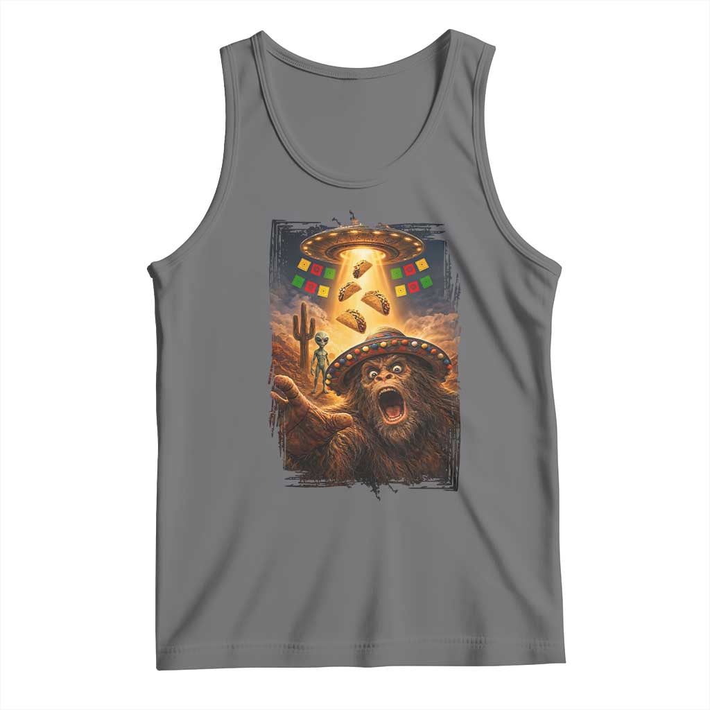 Funny Bigfoot Alien Selfie Tank Top Cinco De Mayo Party Gift TS12 Black Heather Print Your Wear