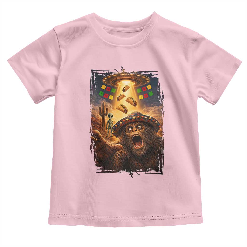 Funny Bigfoot Alien Selfie Toddler T Shirt Cinco De Mayo Party Gift TS12 Light Pink Print Your Wear