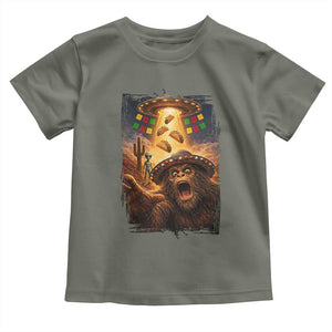 Funny Bigfoot Alien Selfie Toddler T Shirt Cinco De Mayo Party Gift TS12 Military Green Print Your Wear