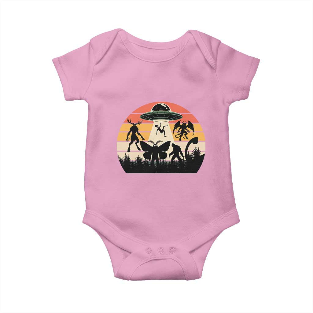 Retro Sunset Cryptid Squad Baby Onesie Cryptid Lover Gift TS12 Light Pink Print Your Wear