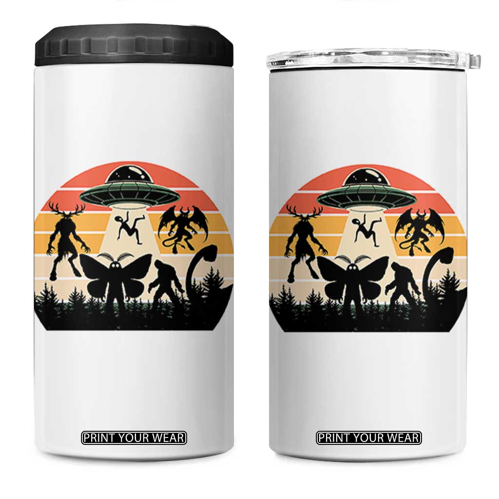 Retro Sunset Cryptid Squad 4 in 1 Can Cooler Tumbler Cryptid Lover Gift TS12 One Size: 16 oz White Print Your Wear