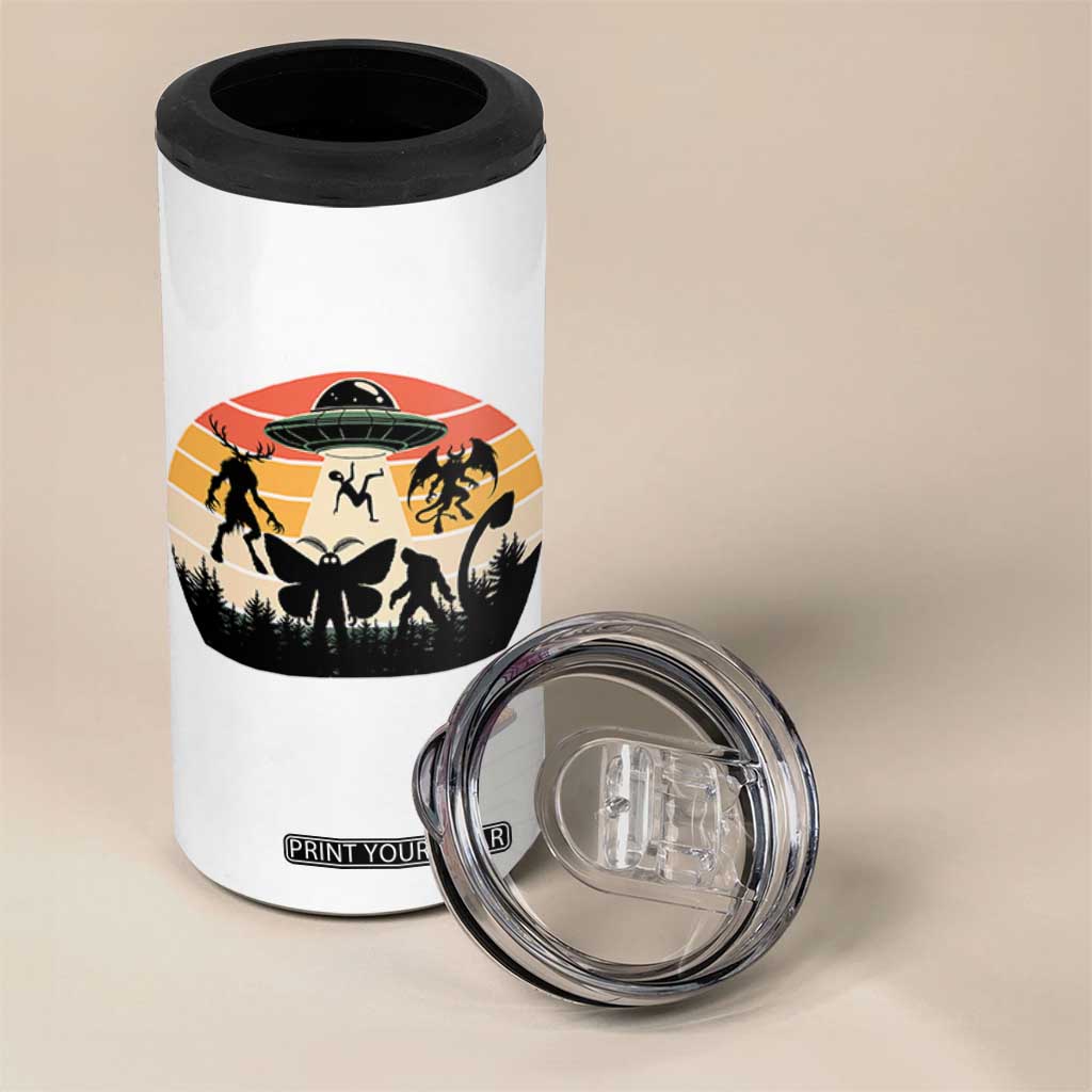Retro Sunset Cryptid Squad 4 in 1 Can Cooler Tumbler Cryptid Lover Gift TS12 Print Your Wear