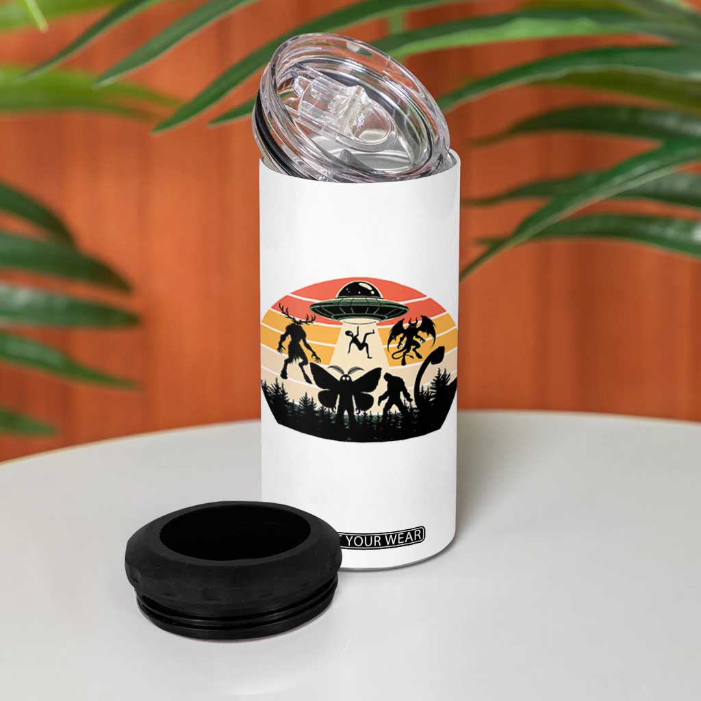 Retro Sunset Cryptid Squad 4 in 1 Can Cooler Tumbler Cryptid Lover Gift TS12 Print Your Wear
