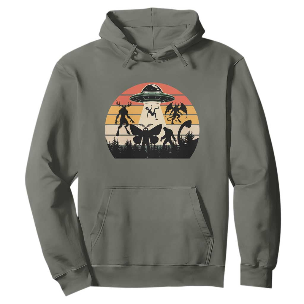 Retro Sunset Cryptid Squad Hoodie Cryptid Lover Gift TS12 Military Green Print Your Wear