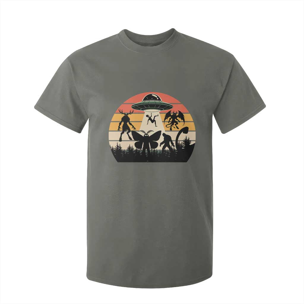 Retro Sunset Cryptid Squad T Shirt For Kid Cryptid Lover Gift TS12 Military Green Print Your Wear