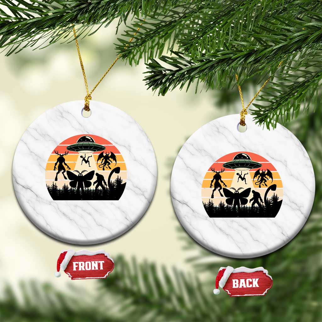 Retro Sunset Cryptid Squad Ceramic Ornament Cryptid Lover Gift TS12 1pc White Marble Print Your Wear