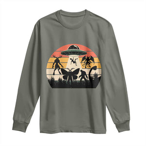 Retro Sunset Cryptid Squad Long Sleeve Shirt Cryptid Lover Gift TS12 Military Green Print Your Wear