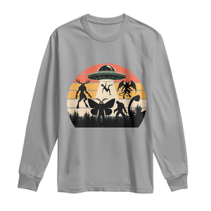 Retro Sunset Cryptid Squad Long Sleeve Shirt Cryptid Lover Gift TS12 Sport Gray Print Your Wear