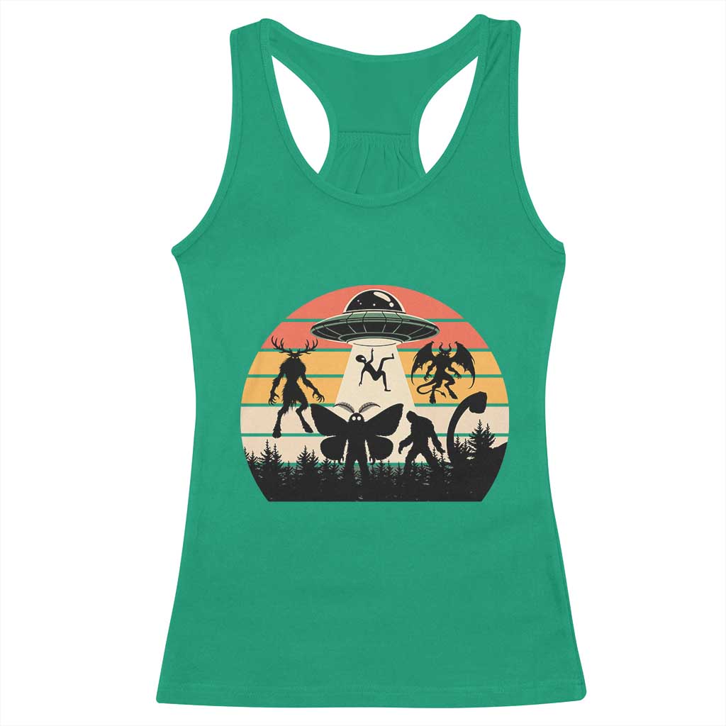 Retro Sunset Cryptid Squad Racerback Tank Top Cryptid Lover Gift TS12 Irish Green Print Your Wear
