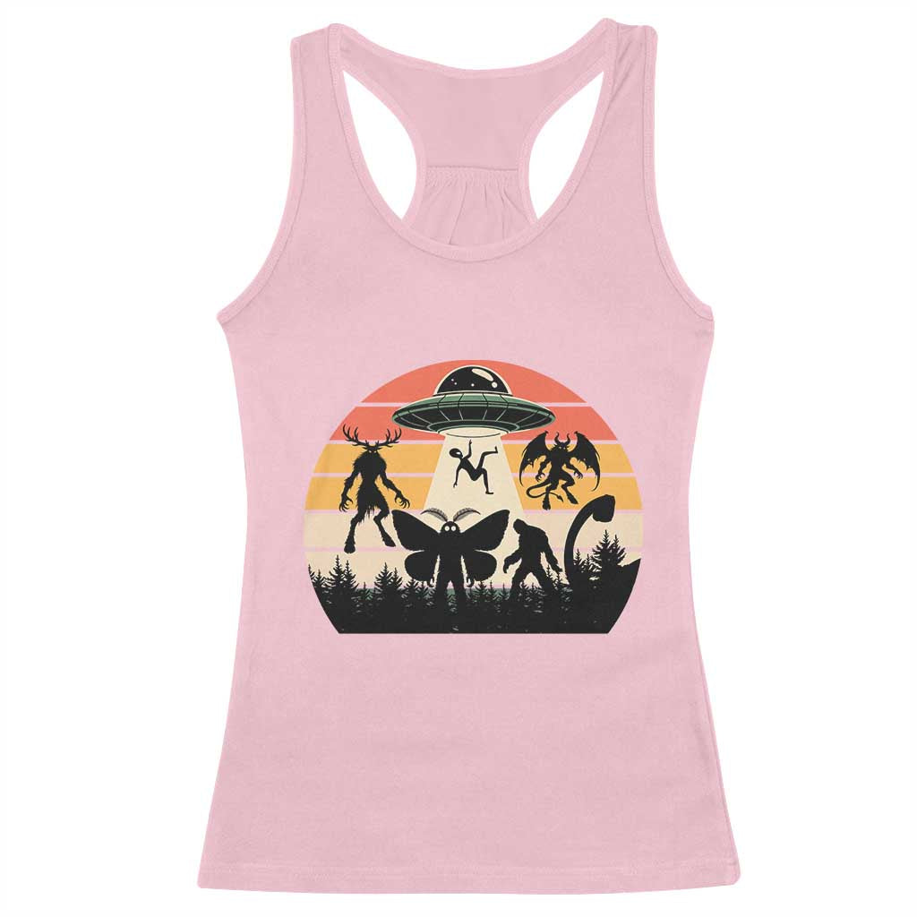 Retro Sunset Cryptid Squad Racerback Tank Top Cryptid Lover Gift TS12 Light Pink Print Your Wear
