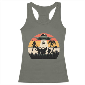 Retro Sunset Cryptid Squad Racerback Tank Top Cryptid Lover Gift TS12 Military Green Print Your Wear