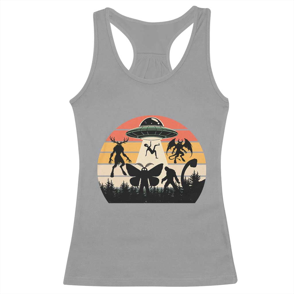 Retro Sunset Cryptid Squad Racerback Tank Top Cryptid Lover Gift TS12 Sport Gray Print Your Wear