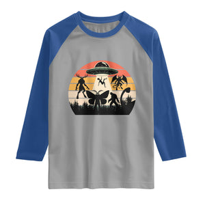 Retro Sunset Cryptid Squad Raglan Shirt Cryptid Lover Gift TS12 Sport Gray Royal Print Your Wear