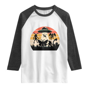 Retro Sunset Cryptid Squad Raglan Shirt Cryptid Lover Gift TS12 White Heather Charcoal Print Your Wear