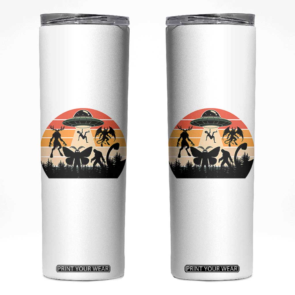 Retro Sunset Cryptid Squad Skinny Tumbler Cryptid Lover Gift TS12 White Print Your Wear