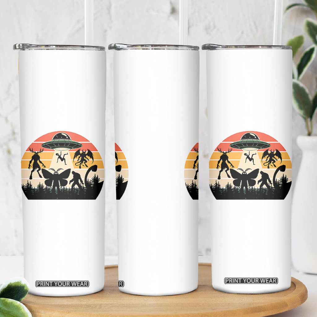 Retro Sunset Cryptid Squad Skinny Tumbler Cryptid Lover Gift TS12 Print Your Wear