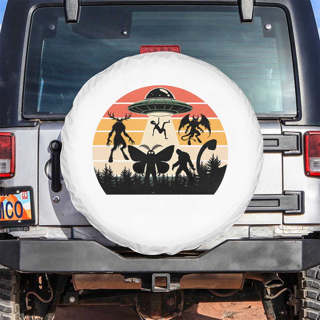 Retro Sunset Cryptid Squad Spare Tire Cover Cryptid Lover Gift TS12 No hole White Print Your Wear