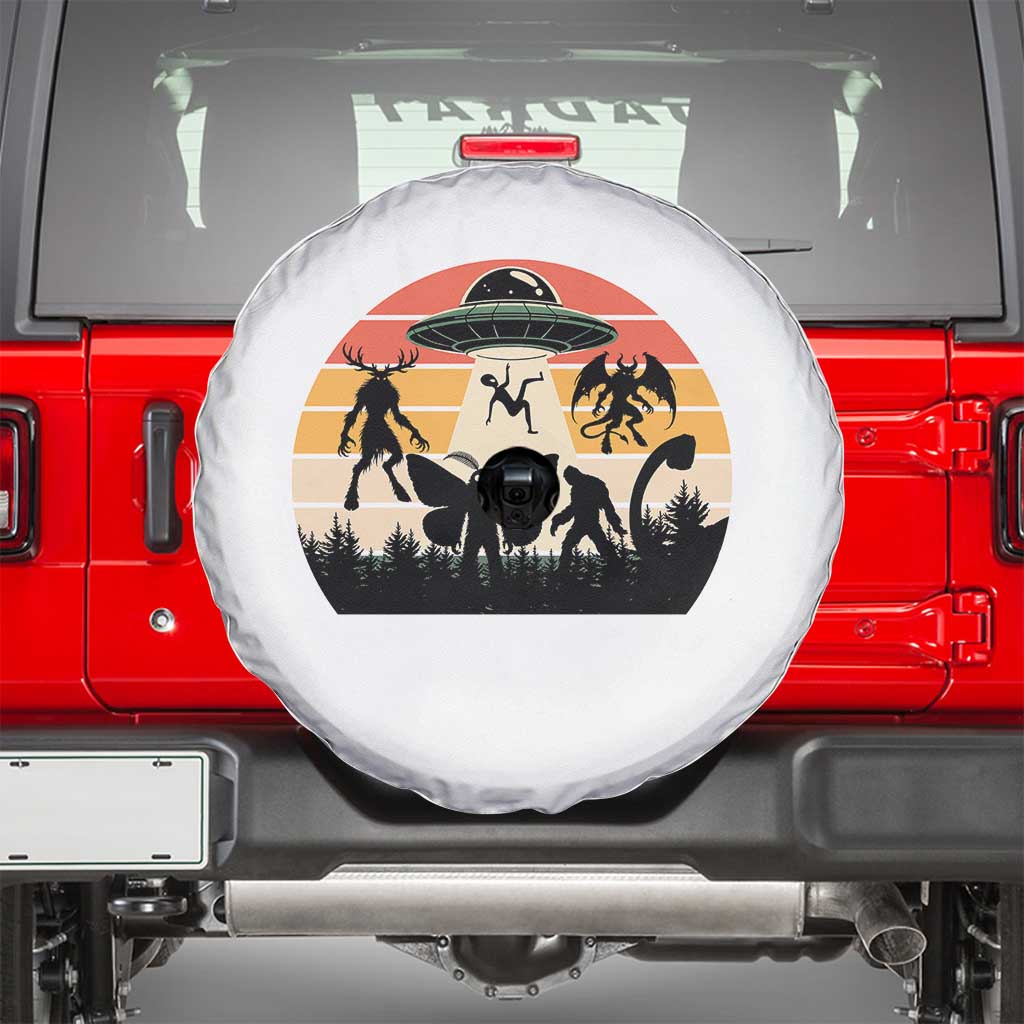 Retro Sunset Cryptid Squad Spare Tire Cover Cryptid Lover Gift TS12 White Print Your Wear