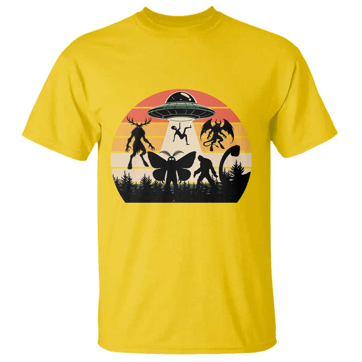 Retro Sunset Cryptid Squad T Shirt Cryptid Lover Gift TS12 Daisy Print Your Wear