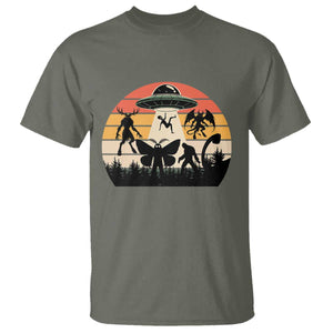 Retro Sunset Cryptid Squad T Shirt Cryptid Lover Gift TS12 Military Green Print Your Wear