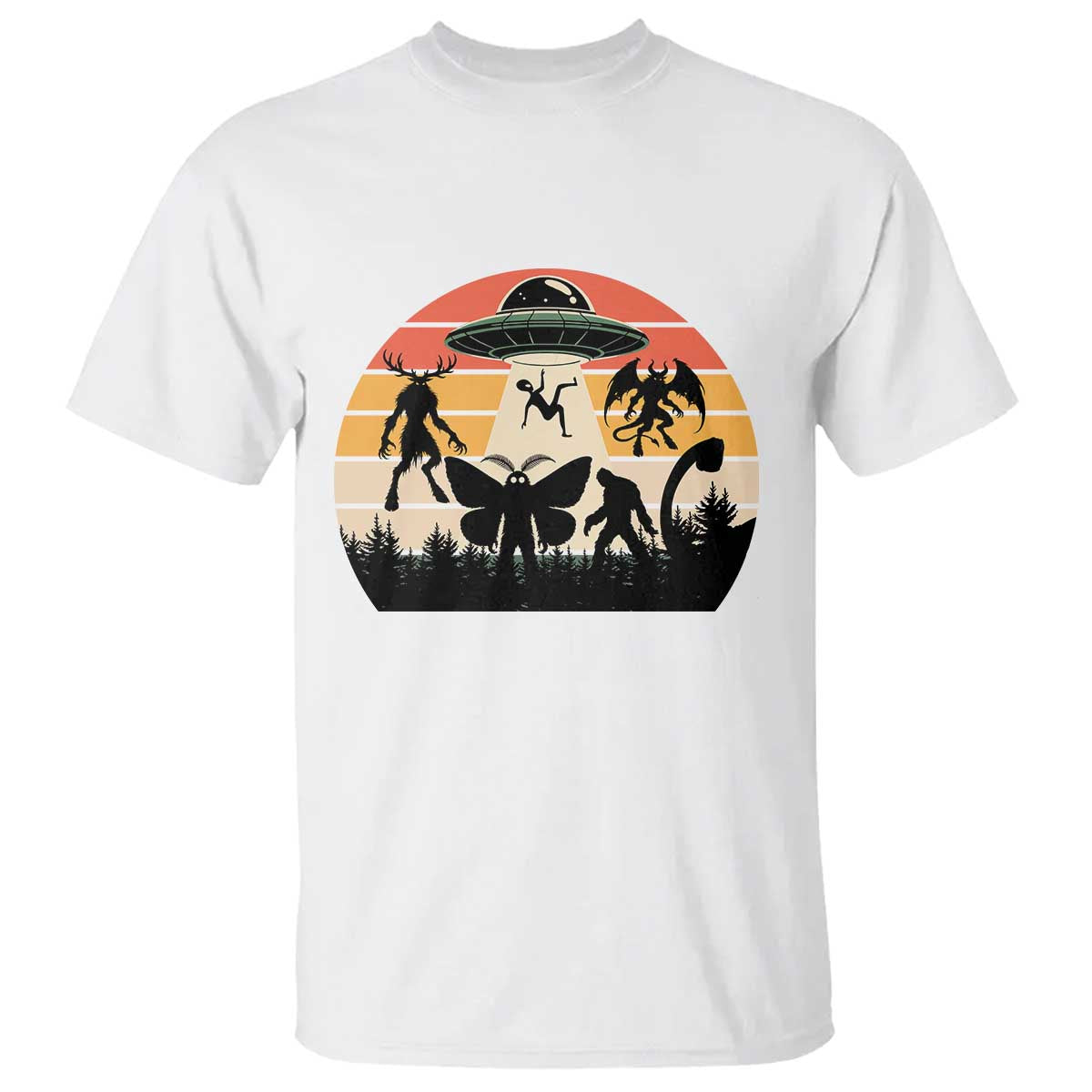 Retro Sunset Cryptid Squad T Shirt Cryptid Lover Gift TS12 White Print Your Wear