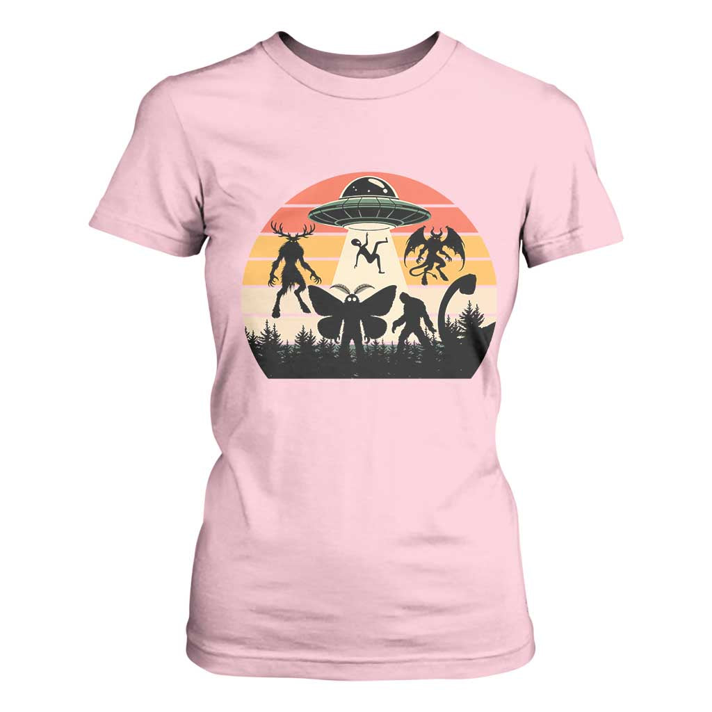 Retro Sunset Cryptid Squad T Shirt For Women Cryptid Lover Gift TS12 Light Pink Print Your Wear